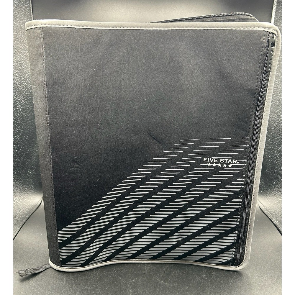 Mead Five Star 2" Black Gray Zipper Binder School College Organizer